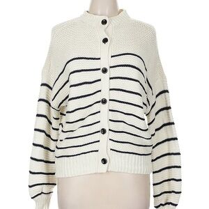 Alex Mill button back Cream Cardigan with Black Stripes